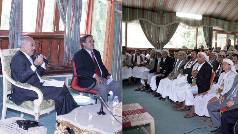 فخامة الرئيس يلتقي المشائخ والشخصيات الاجتماعية والمجالس المحلية بمديرية بني حشيش