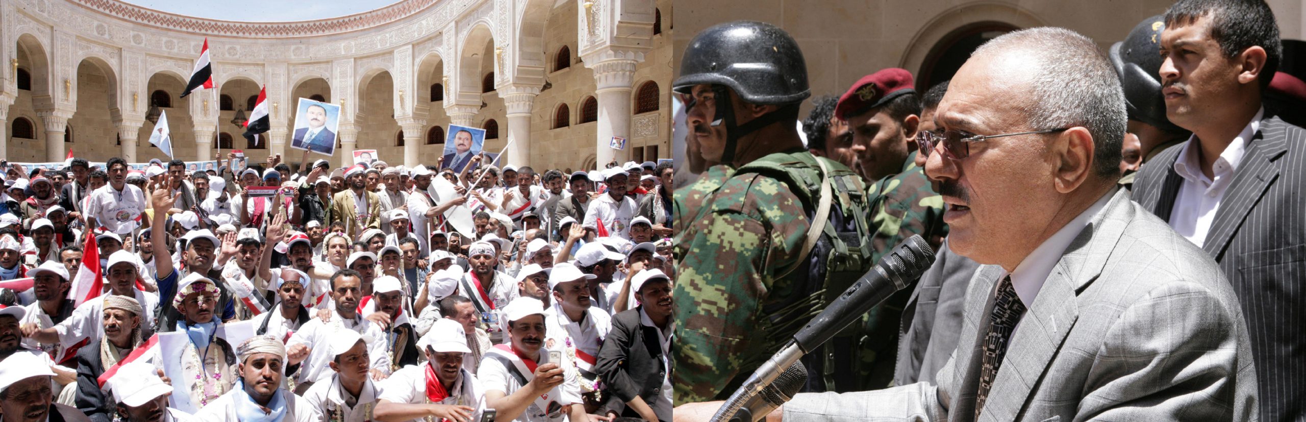 Saleh meets youth participating in supporters' march